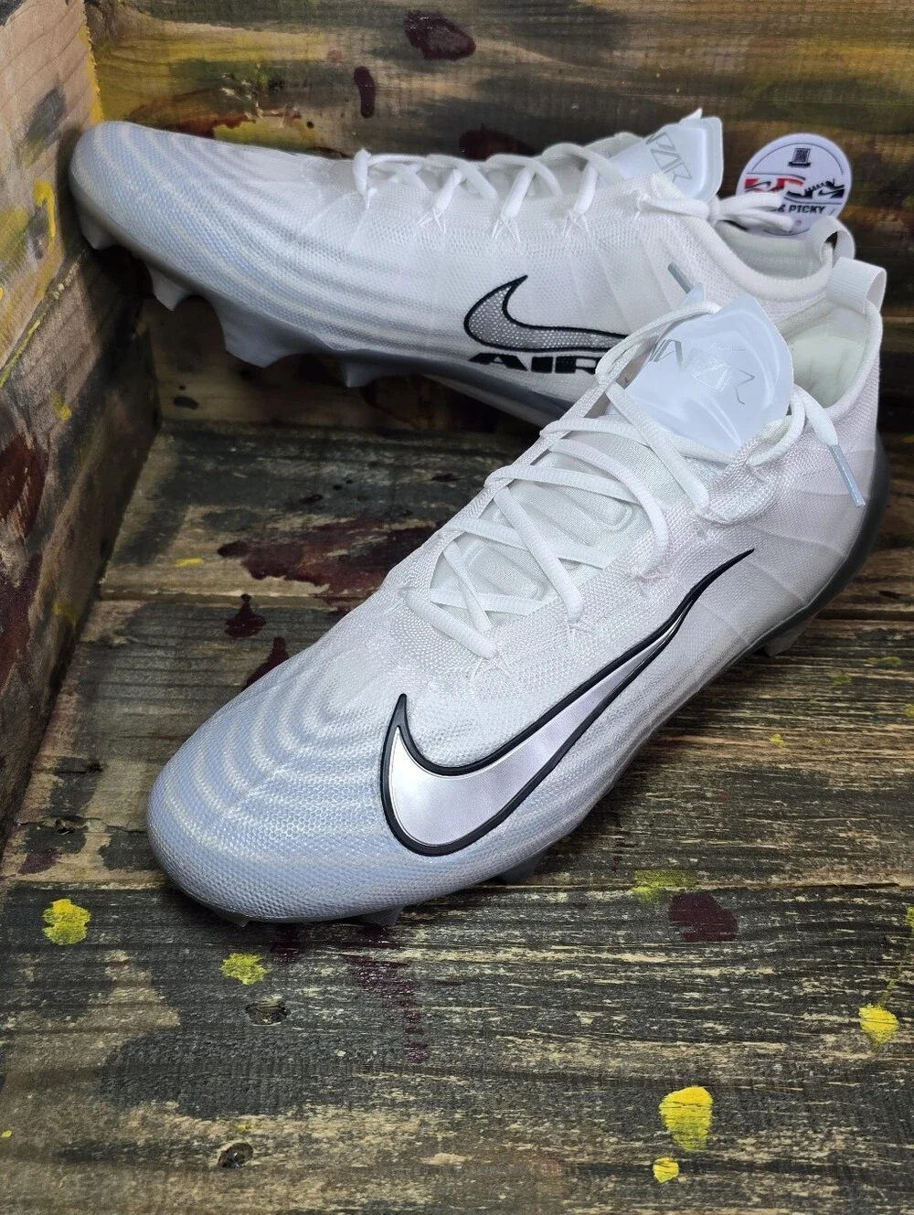 Nike Vapor Elite 1 Football Cleats White Metallic Silver FB3288-100 Men’s Sz 12
